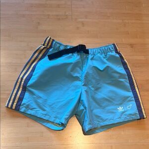 Adidas Turquoise Shorts with Gold Accents